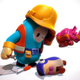 A giant A Fall Guy looks at a penguin toy in key art for Fall Guys.